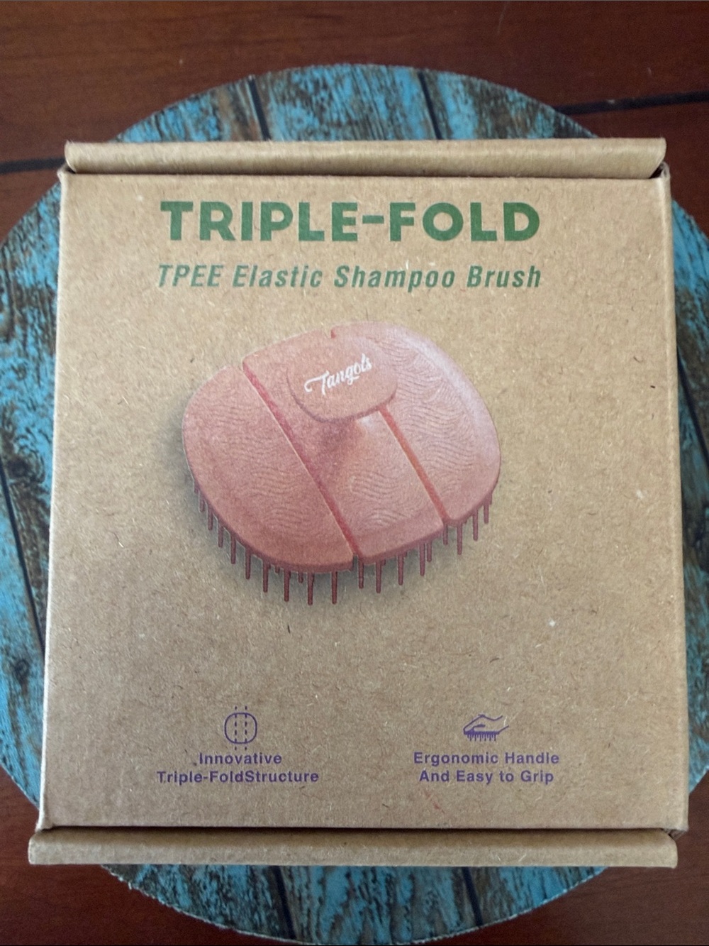 Triple-Fold Silicone Brush Scalp Massager - Brown
